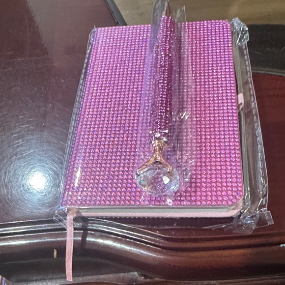 Pink Rhinestone Notebook and Pen Set - Picture 2 of 4